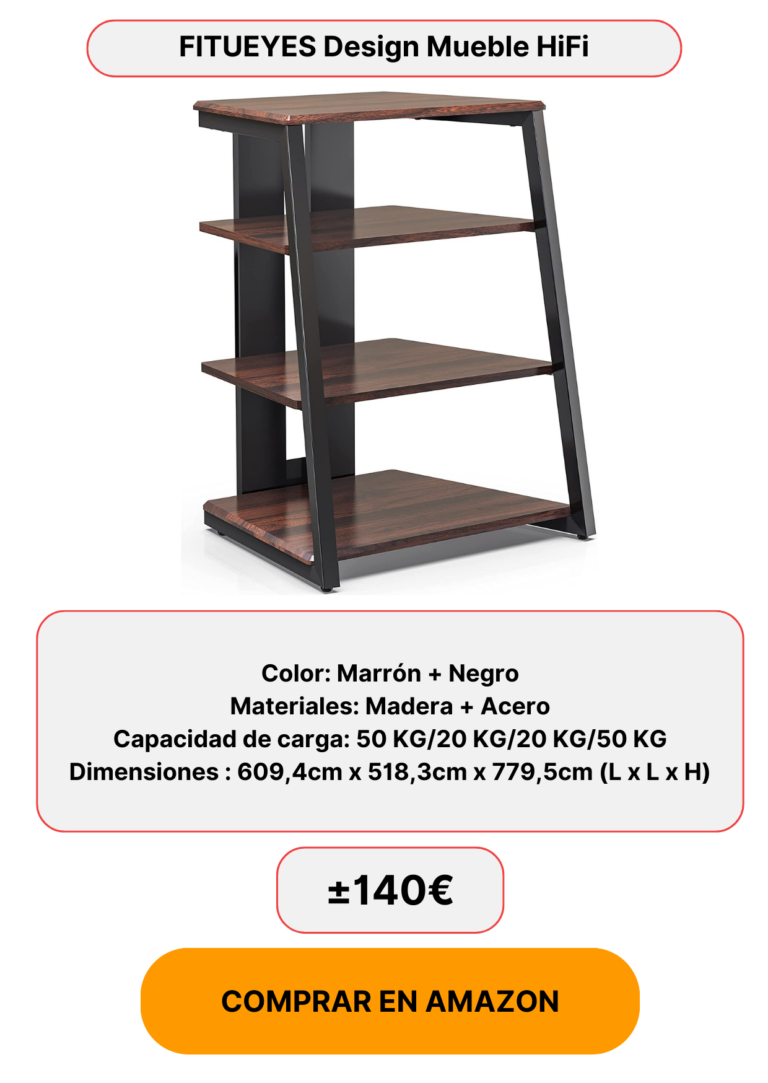 FITUEYES Design Mueble HiFi con 4 Estantes en Madera y Acero