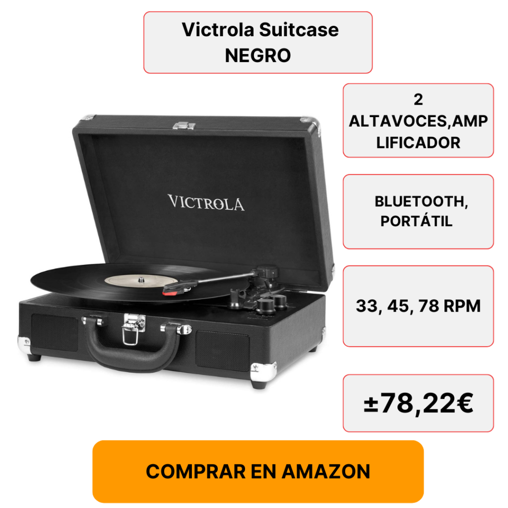 Victrola- Suitcase- NEGRO