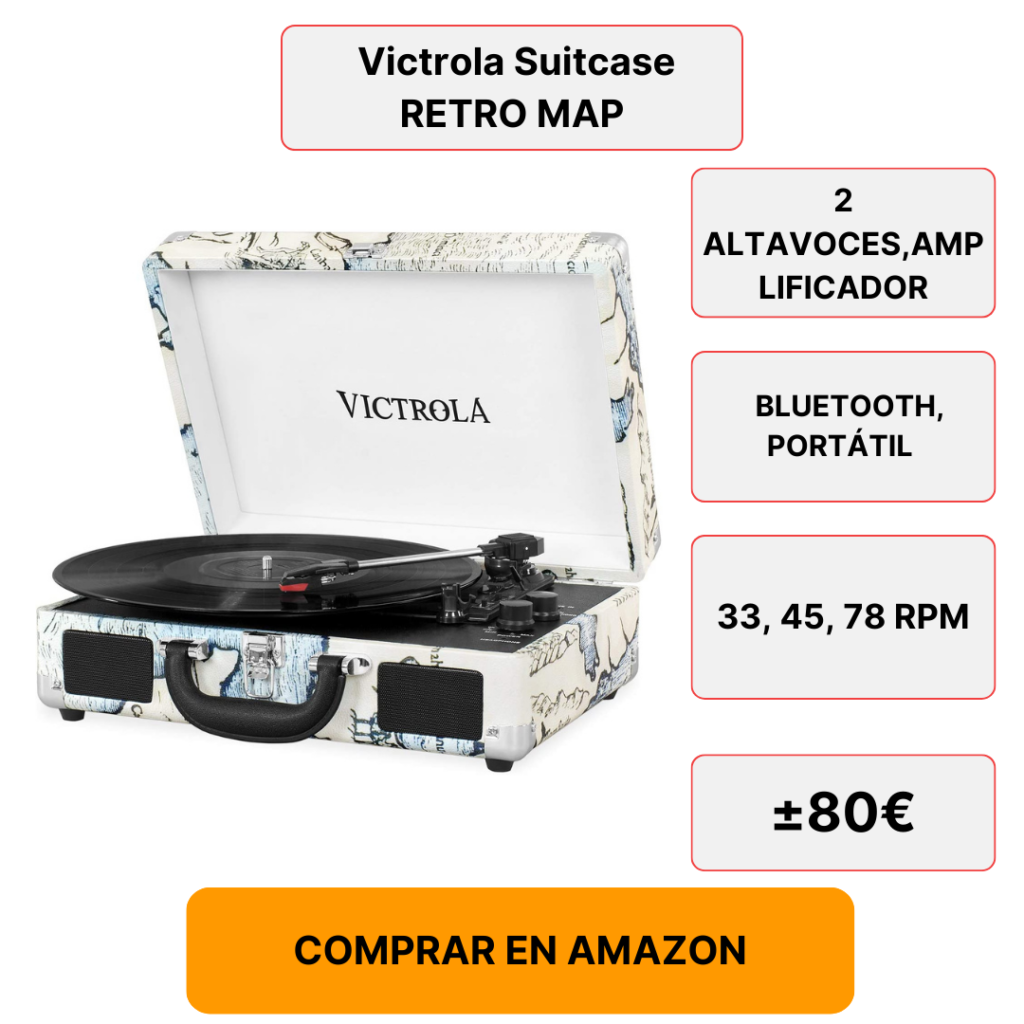 Victrola- Suitcase- RETRO- MAP
